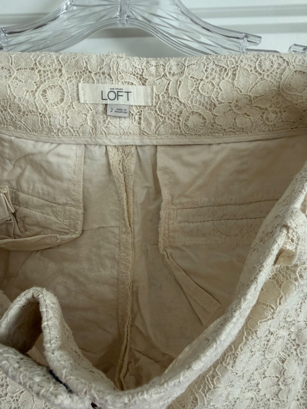 LOFT Cream Lace Shorts - Picture 2 of 3
